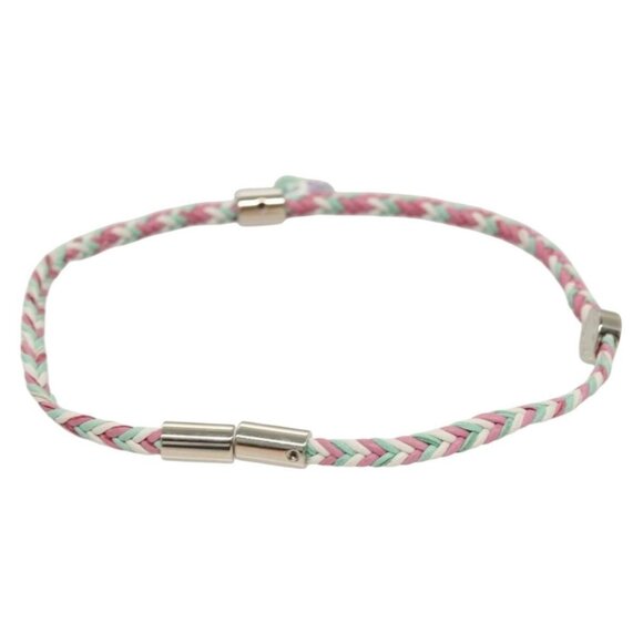 LOUIS VUITTON Brass Friend Ship Bracelet Leather Pink M6793E LV Auth 132791M - Picture 4 of 13